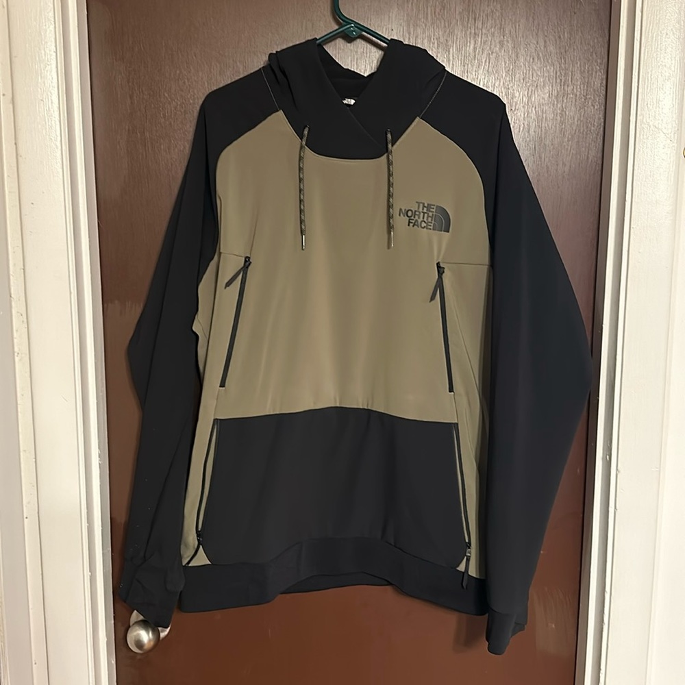 North Face Tekno Fresh Hoodie Mens Large Olive Green/Black Pullver Sweatshirt
